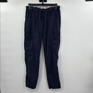 Sydney 6-Pocket Double Cargo Drawstring Waist Pant in Navy Size S Petite